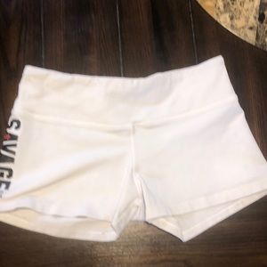 White Savage Barbell shorts - size small